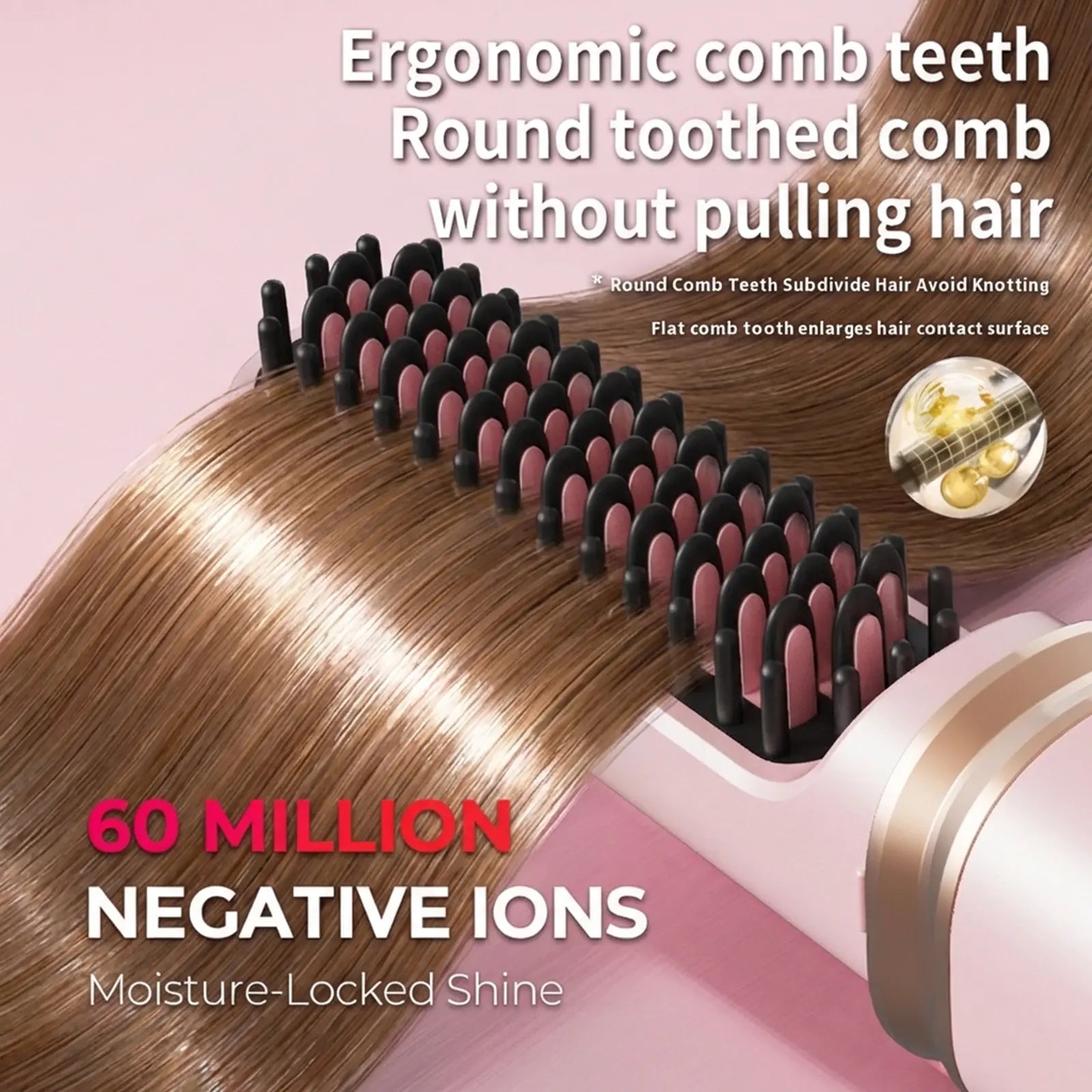 Cordless Hair Straightener Brush with Cover - Portable Mini Negative Ion Hot Comb for Travel, Gym & Car - USB Rechargeable Anti-Scald Hair Styler Hair Styling Tools