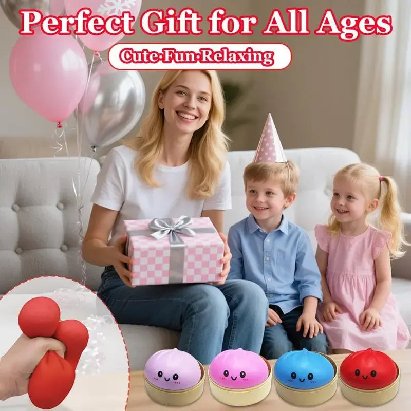 2026 New Glitter Dumpling Squishy 【1 Piece】 with Steamer Box, Soft Sensory Fidget Steamed Bun Squeeze Tool for Adult Stress & Anxiety Relief,