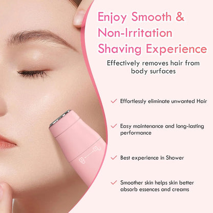 Donper Bikini Trimmer for Women, 2 in 1 Electric Razors for Shower&Travel, IPX7 Waterproof Pubic Hair Remover for Underarm, Legs & Bikini Area, Painless Razor,Hypoallergenic Foil & Ceramic Blades