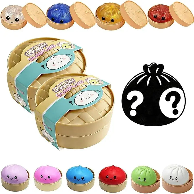 2026 New Glitter Dumpling Squishy 【1 Piece】 with Steamer Box, Soft Sensory Fidget Steamed Bun Squeeze Tool for Adult Stress & Anxiety Relief,