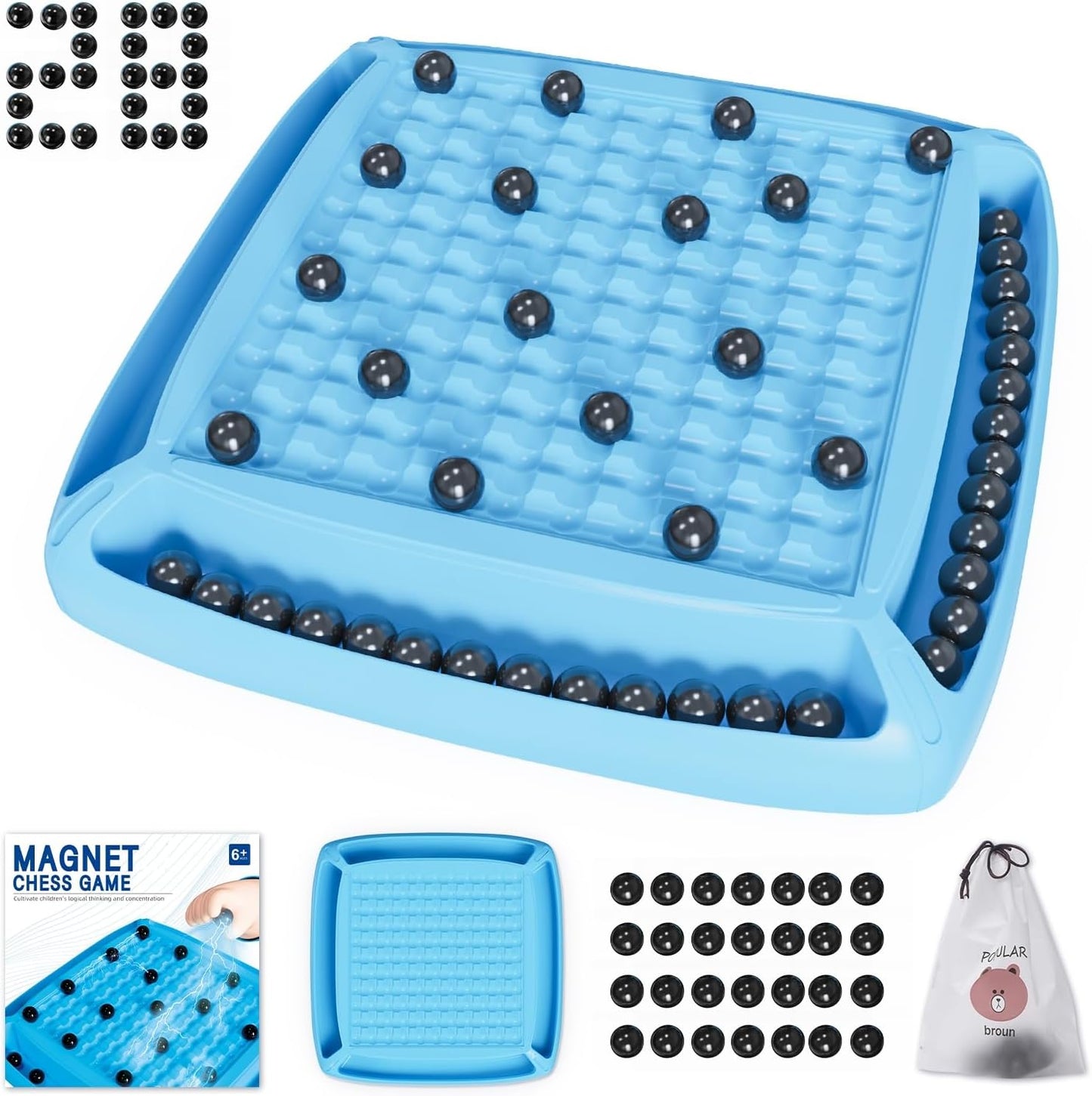 Magnet Game, Board Game for Kids 8-12, Magnetic Games for Kids and Adults Family Game Night, Gift for Kids, Teen, Adult, 2-4 Players (Blue)