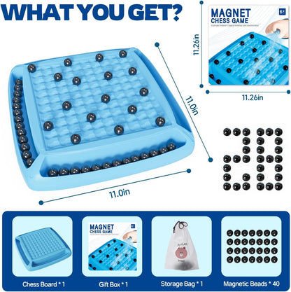 Magnet Game, Board Game for Kids 8-12, Magnetic Games for Kids and Adults Family Game Night, Gift for Kids, Teen, Adult, 2-4 Players (Blue)
