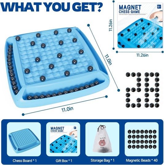 Magnet Game, Board Game for Kids 8-12, Magnetic Games for Kids and Adults Family Game Night, Gift for Kids, Teen, Adult, 2-4 Players (Blue)