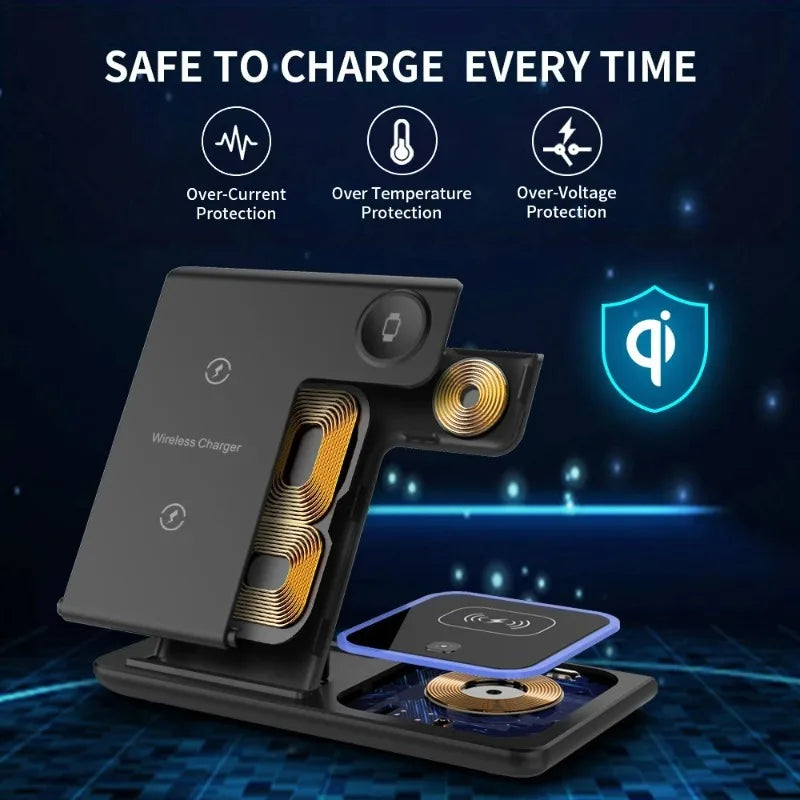 3 in 1 Wireless Charger Station Fast Fast Charging Station Stand for Iphone 17 16 15 14 13 12 11 Pro Max Apple Watch Airpods