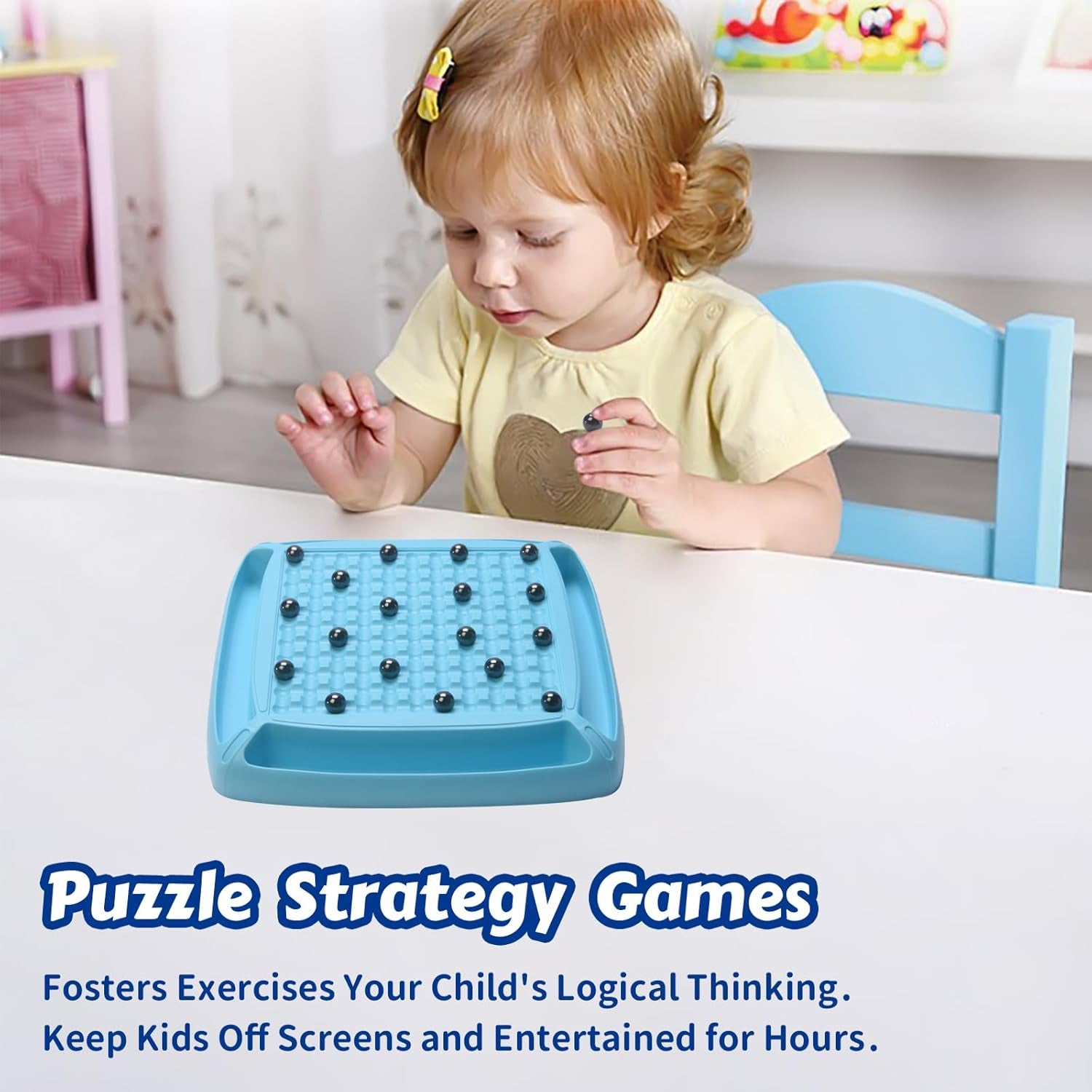 Magnet Game, Board Game for Kids 8-12, Magnetic Games for Kids and Adults Family Game Night, Gift for Kids, Teen, Adult, 2-4 Players (Blue)