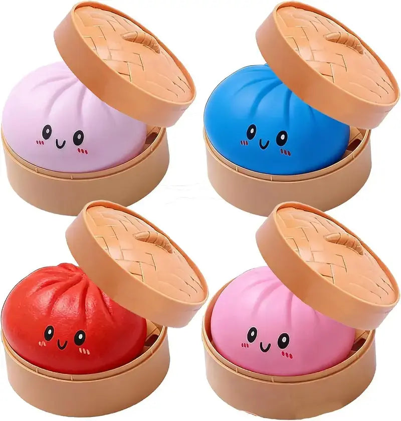 2026 New Glitter Dumpling Squishy 【1 Piece】 with Steamer Box, Soft Sensory Fidget Steamed Bun Squeeze Tool for Adult Stress & Anxiety Relief,